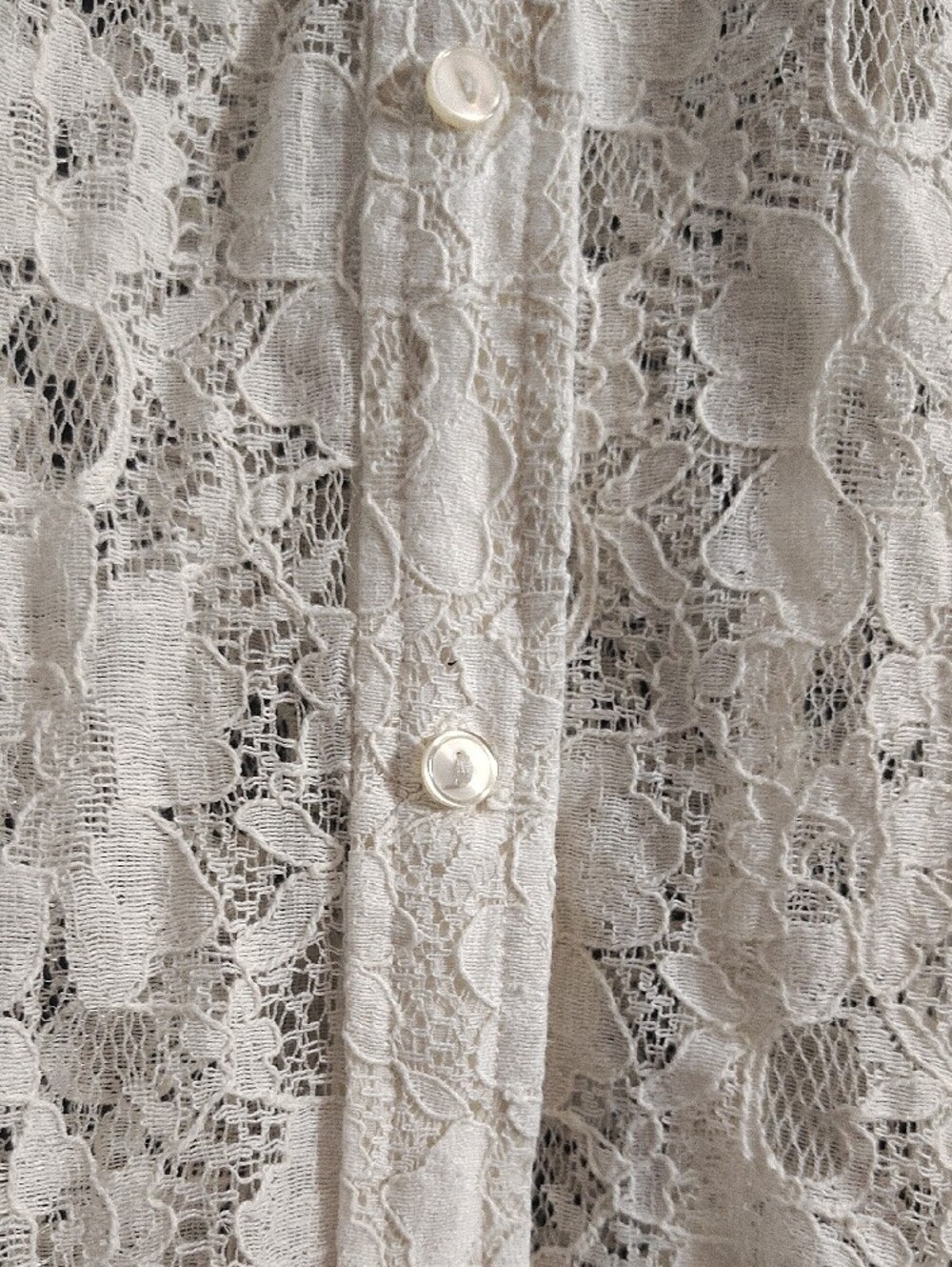 Cato Lace Floral Western Feminine Sheer Rodeo Button-Up Blouse - Cream - Picture 5 of 11